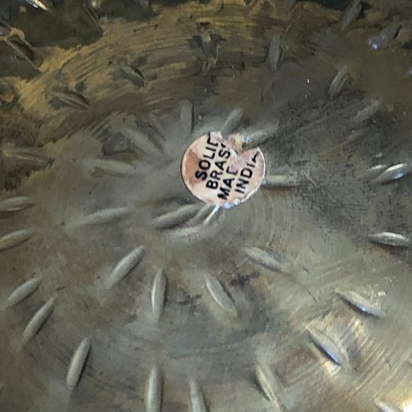 Vintage Hammered Brass Bowl Planter w Feet India Patina Cauldron 5"H 7" Diameter - Picture 9 of 12